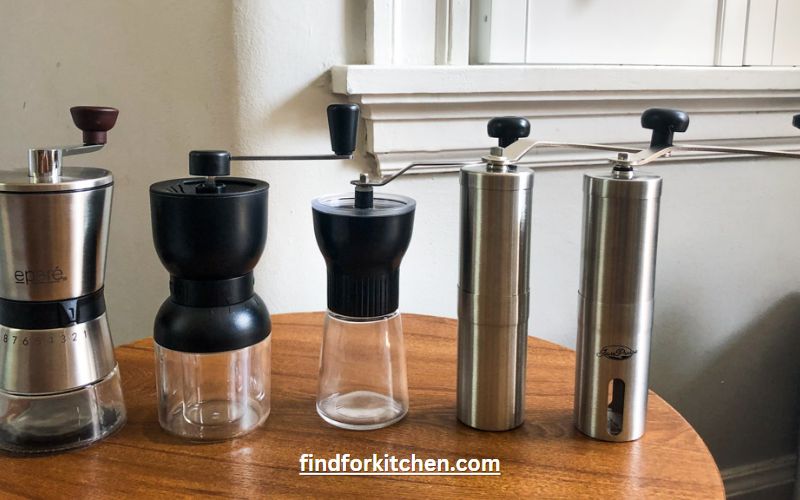 Triple Tree Manual Coffee Grinder with Ceramic Burrs, Hand Coffee Mill with Two Glass Jars(11oz Each), Brush and Tablespoon Scoop