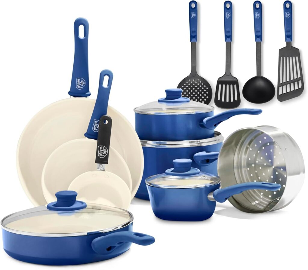 GreenLife Soft Grip Ceramic Nonstick Set - Best Budget Cookware Sets Under $100