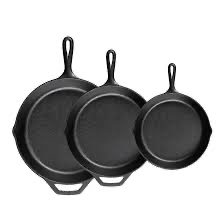 Cast iron skillet on induction cooktop for high heat cooking