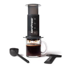 Aeropress coffee maker brewing fresh coffee at home