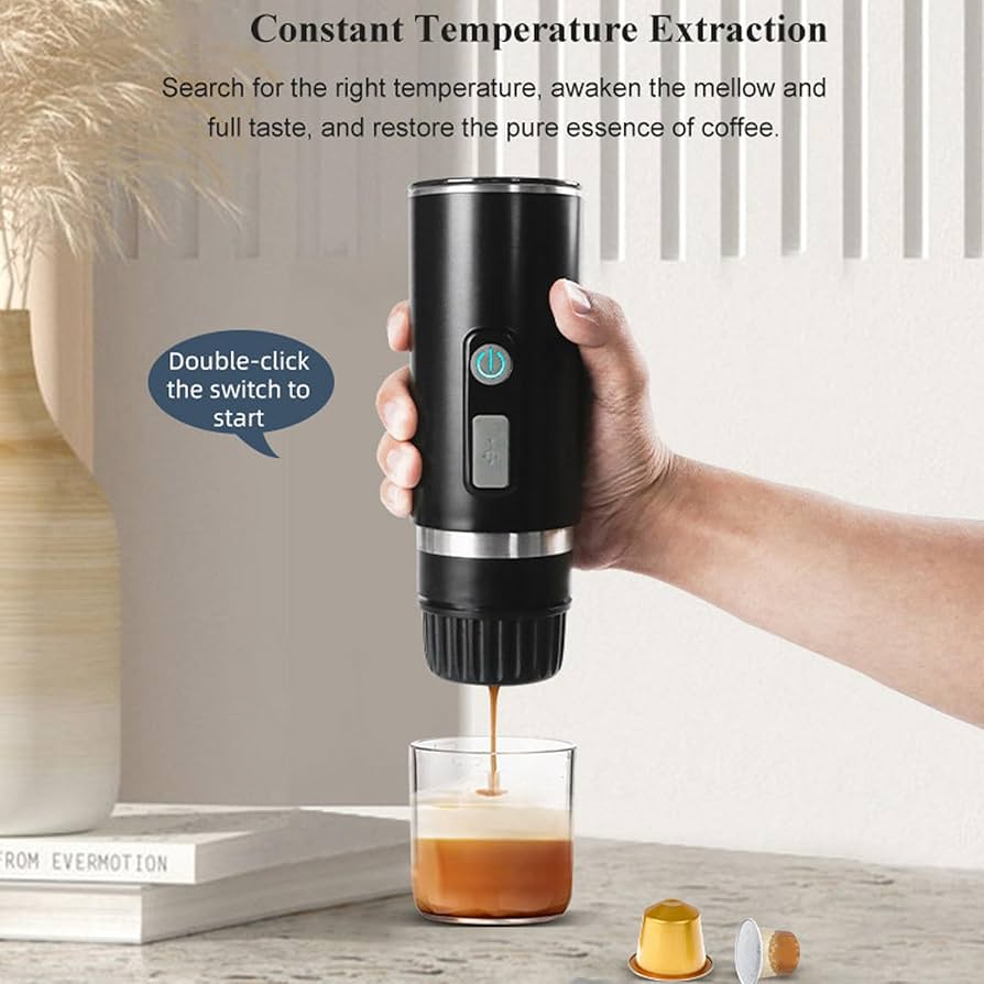 Rechargeable portable espresso maker designed for travel and outdoor use
