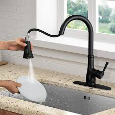 WEWE Single Handle Matte Black Kitchen Faucet