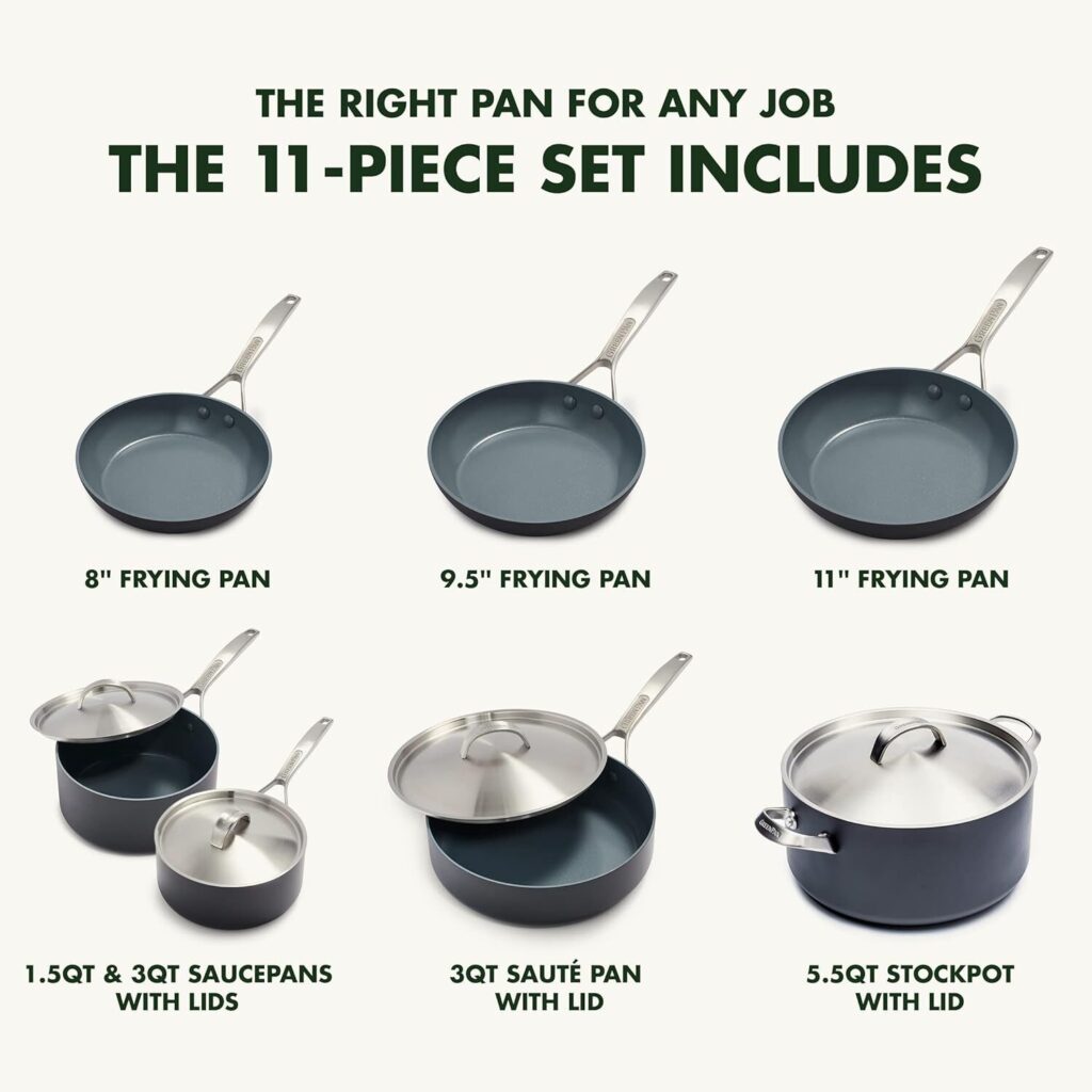 GreenPan Levels Stackable Ceramic Cookware Set in modern kitchen