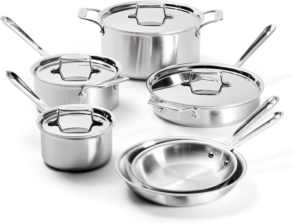 All-Clad HA1 Nonstick Cookware Set with glass lids and stainless handles