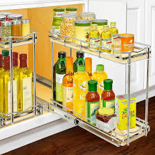 Heavy-duty slide-out under sink organizer installed in kitchen cabinet