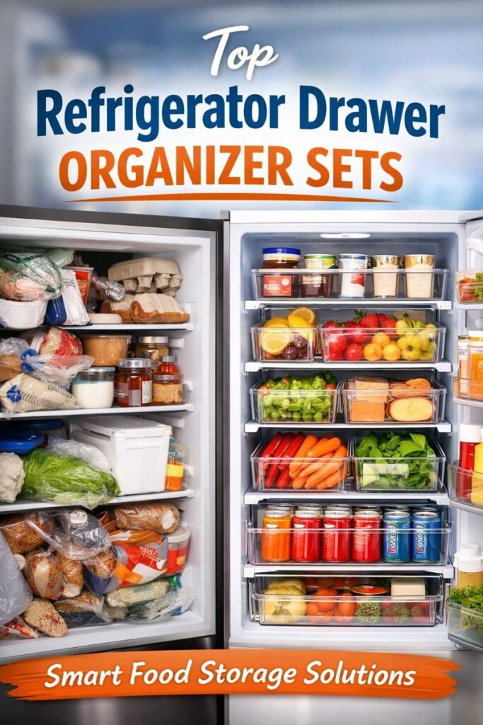 Refrigerator Drawer Organizer Sets transforming cluttered fridge into organized storage