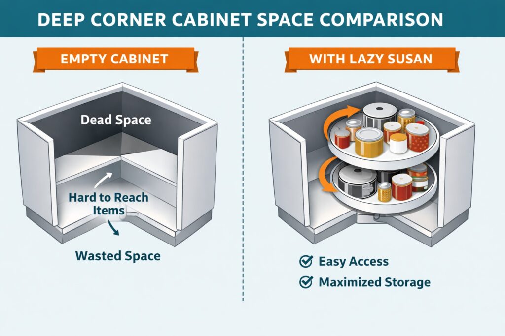 corner cabinet organizers for deep kitchen cabinets space comparison